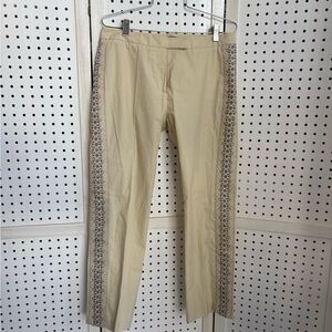 BCBGMaxAzria Cream Cropped Pants with Patterned Sides